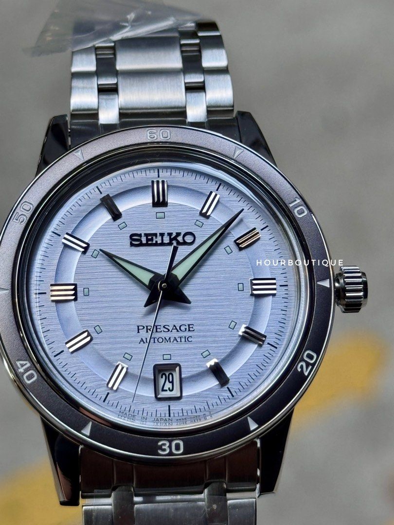 Brand New Seiko Presage 60s Re-Issue Ice Blue Dial Automatic Watch SRPL73J1