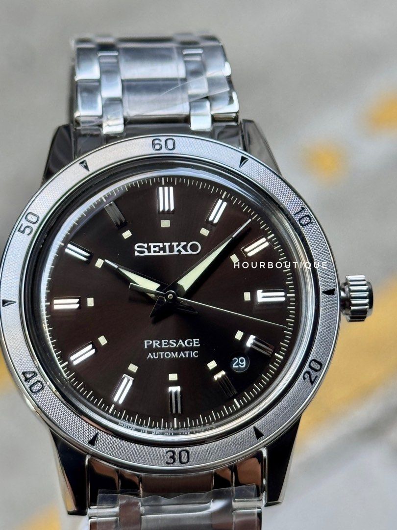 Brand New Seiko Presage 60s Re-Issue Black Dial Automatic Watch SRPL09J1