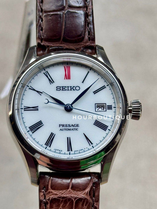 Brand New Seiko Presage Arita Porcelain Dial Automatic White Dial Dress Watch SPB095J1