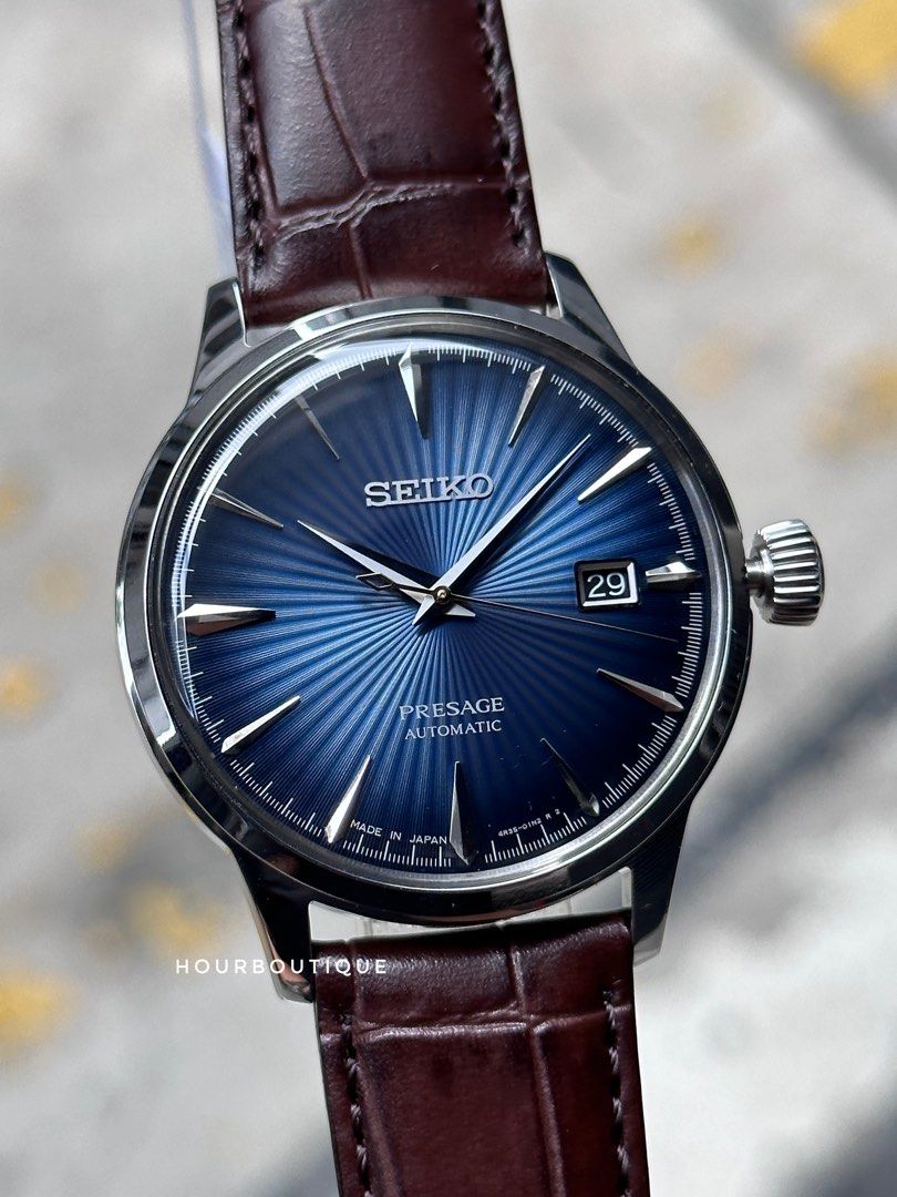 Brand New Seiko Presage Blue Cocktail Time Automatic Dress Watch SRPK15J1