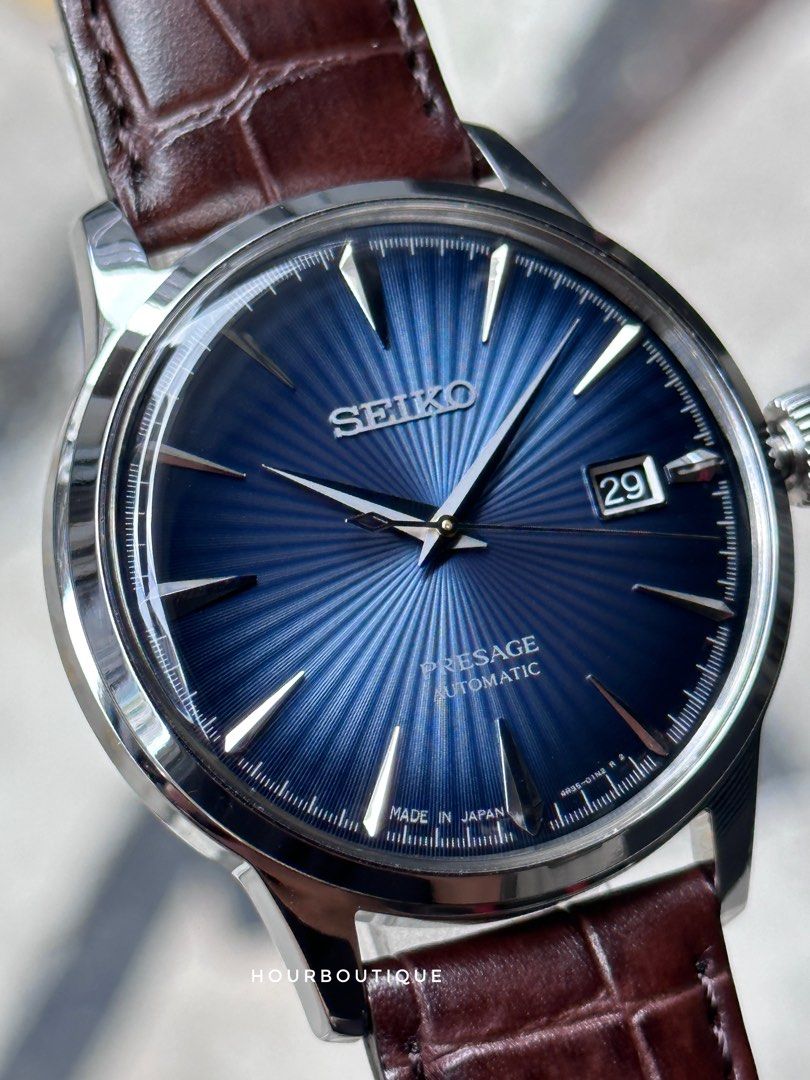 Brand New Seiko Presage Blue Cocktail Time Automatic Dress Watch SRPK15J1