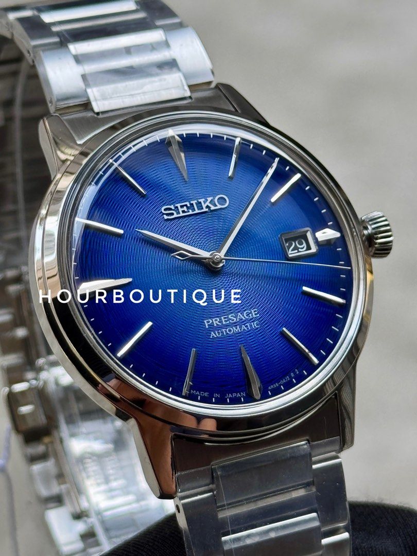 Brand New Seiko Presage Blue Cocktail Time Automatic Watch SRPJ13J1
