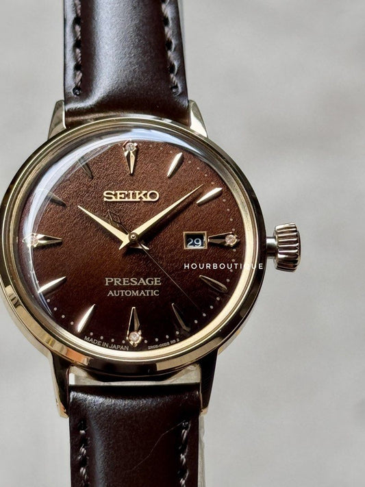 Brand New Seiko Presage Brown Dial with 4 Point Diamonds Automatic Watch SRW020J1