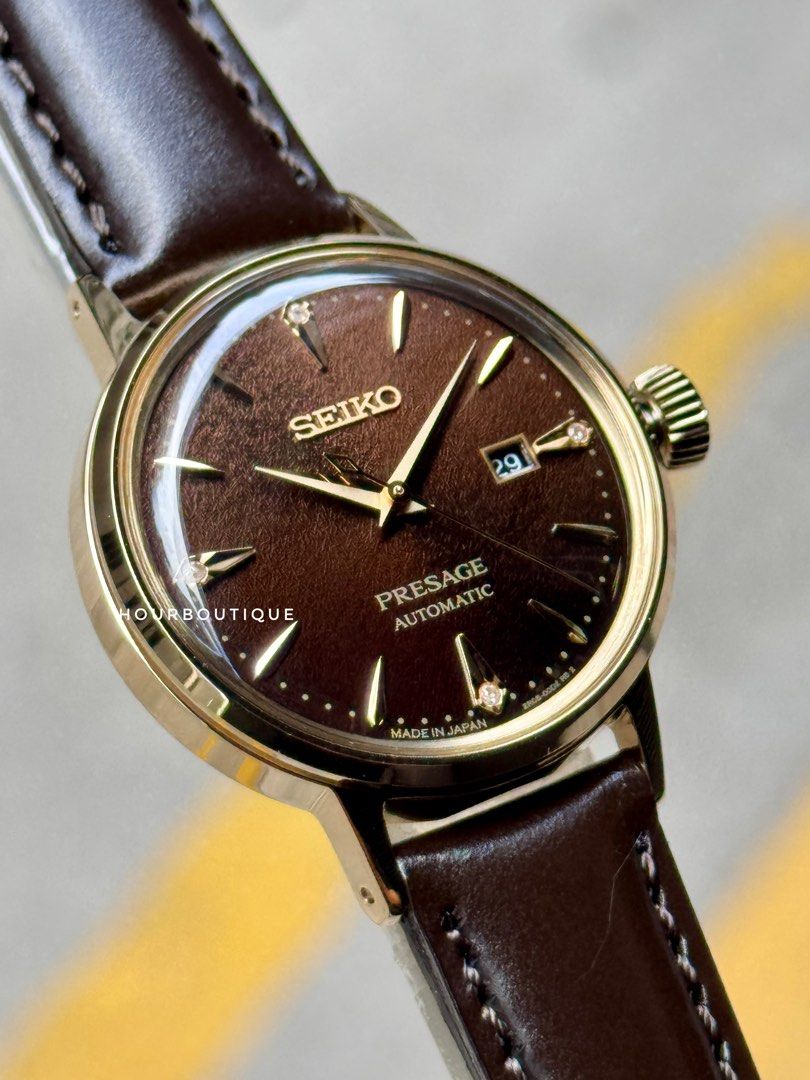 Brand New Seiko Presage Brown Dial with 4 Point Diamonds Automatic Watch SRW020J1