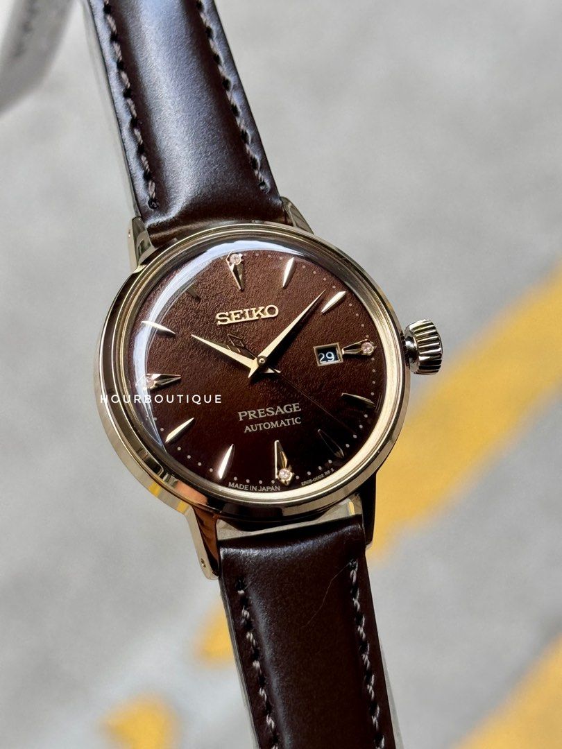 Brand New Seiko Presage Brown Dial with 4 Point Diamonds Automatic Watch SRW020J1