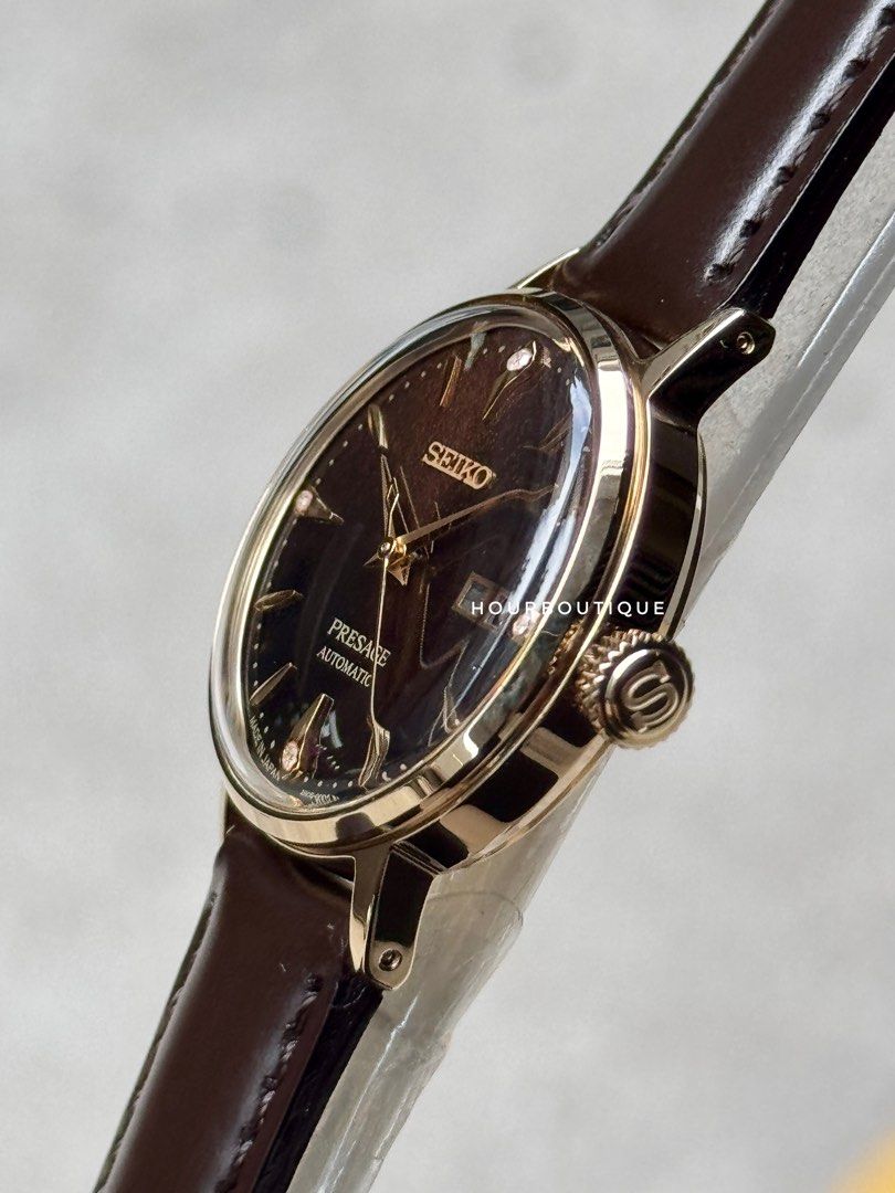 Brand New Seiko Presage Brown Dial with 4 Point Diamonds Automatic Watch SRW020J1