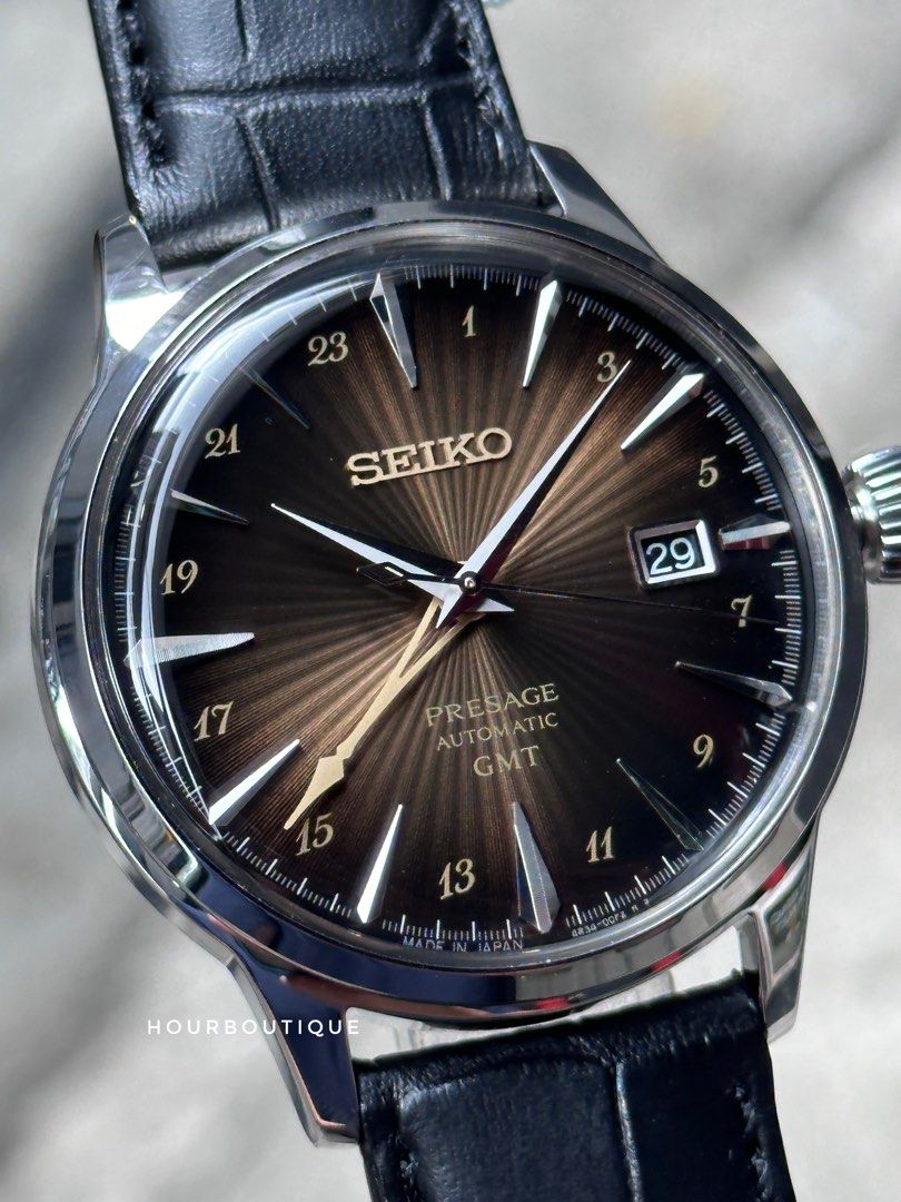 Brand New Seiko Presage Cocktail Time GMT Cappuccino Dial Automatic Watch SARY243 SSK039J1