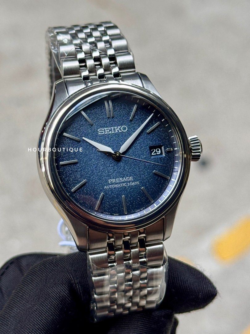 Brand New Seiko Presage Dark Blue Textured Dial Automatic Watch SPB525J1