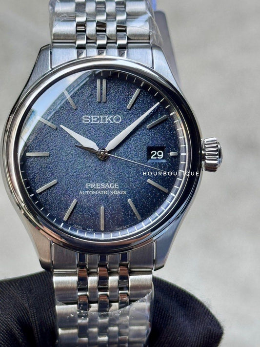 Brand New Seiko Presage Dark Blue Sand Blasted Dial, Automatic Watch SARX133