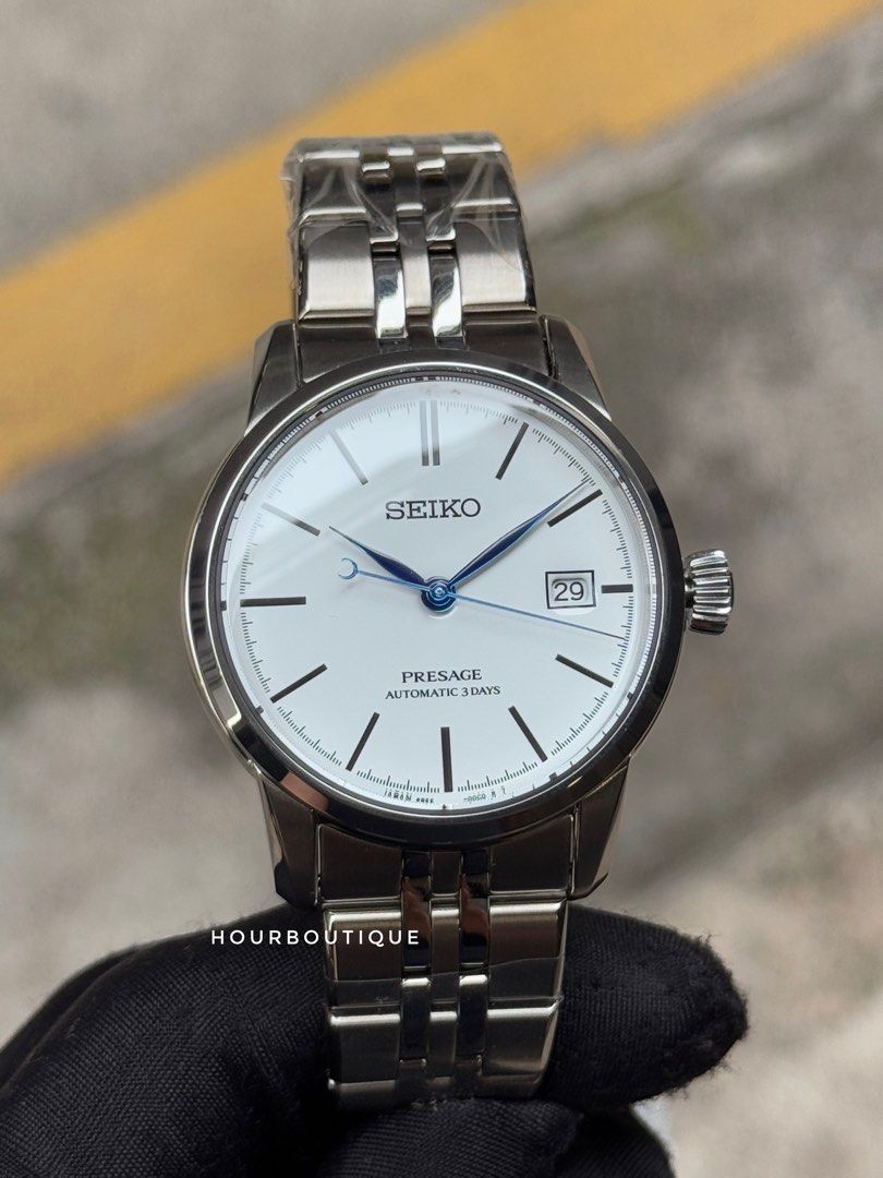 Brand New Seiko Presage Enamel White Dial Automatic Dress Watch SPB403J1