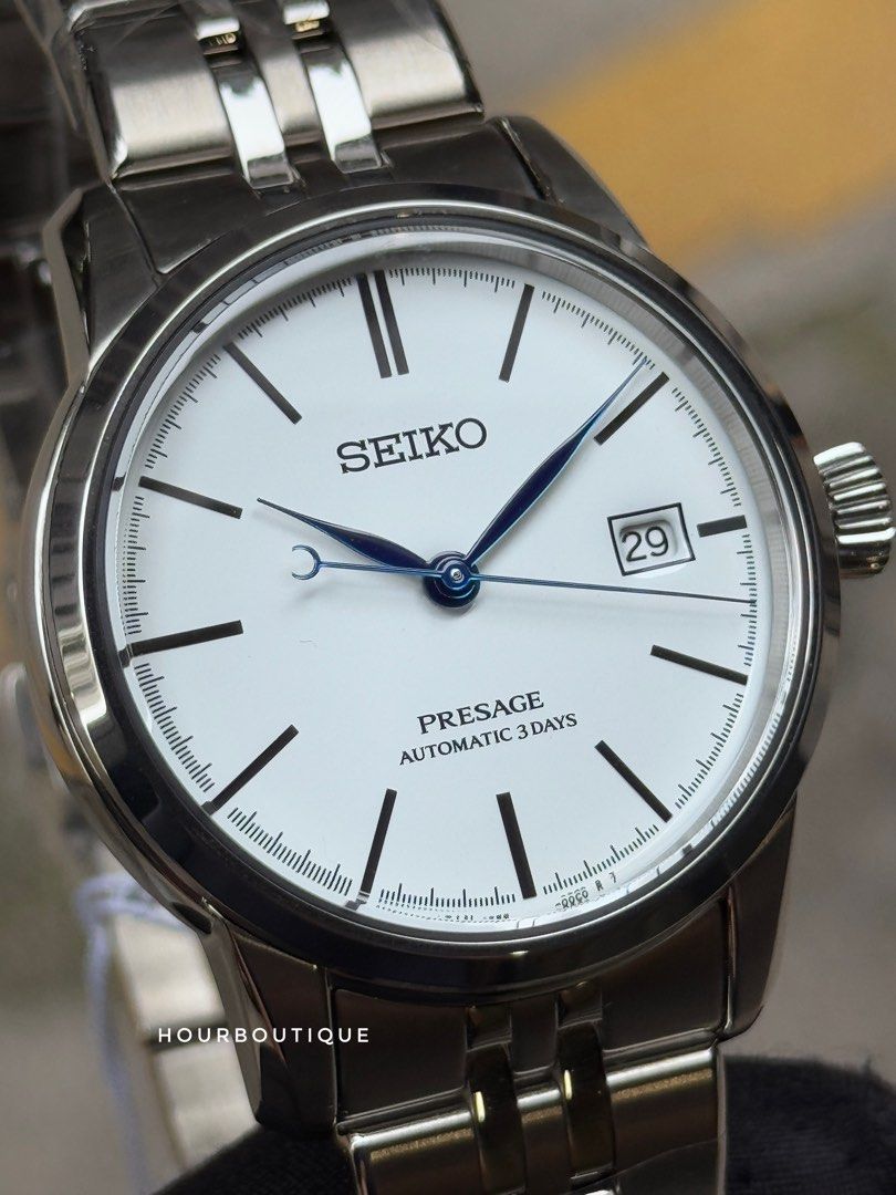 Brand New Seiko Presage Enamel White Dial Automatic Dress Watch SPB403J1