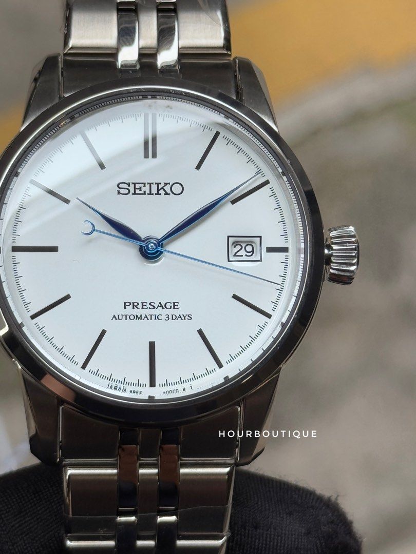 Brand New Seiko Presage Enamel White Dial Automatic Dress Watch SPB403J1