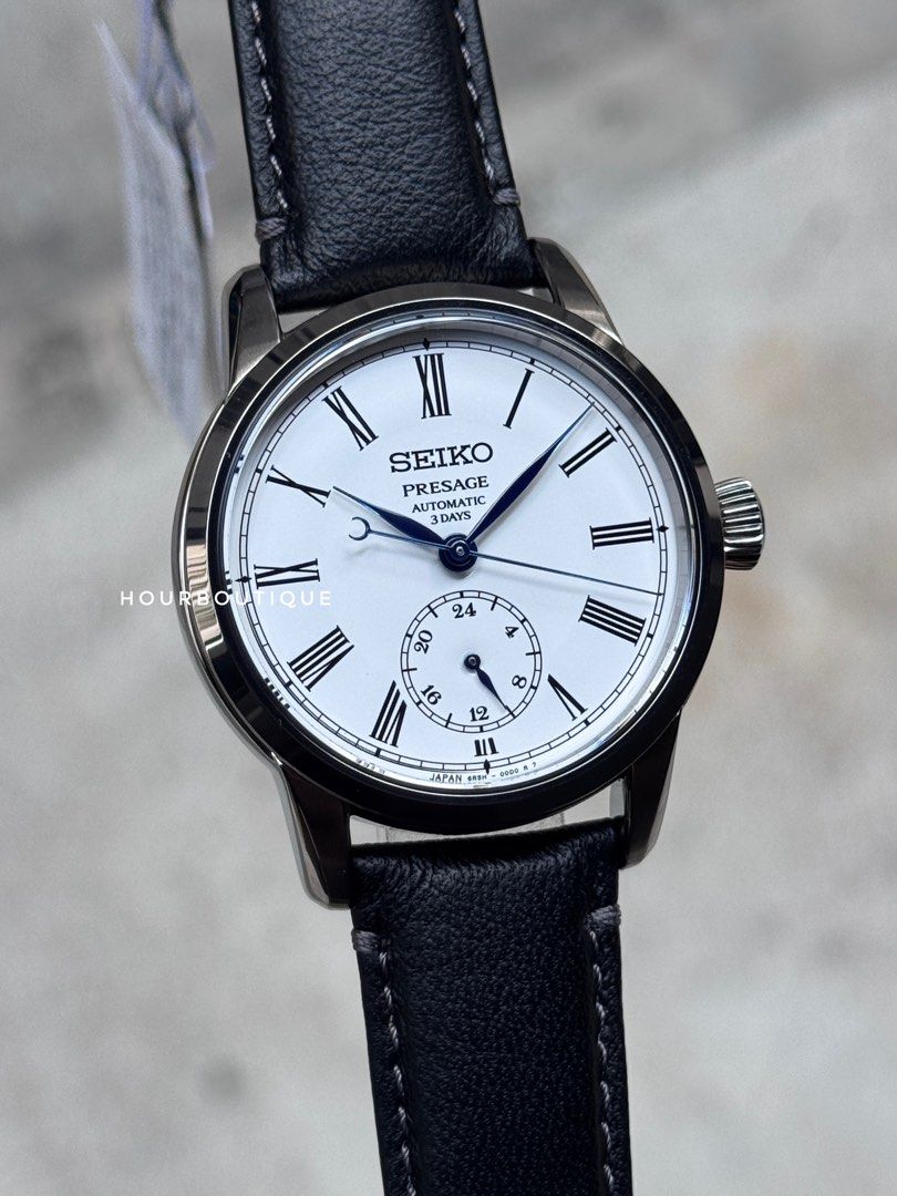 Brand New Seiko Presage Enamel White Dial Automatic Mens Dress Watch SART009