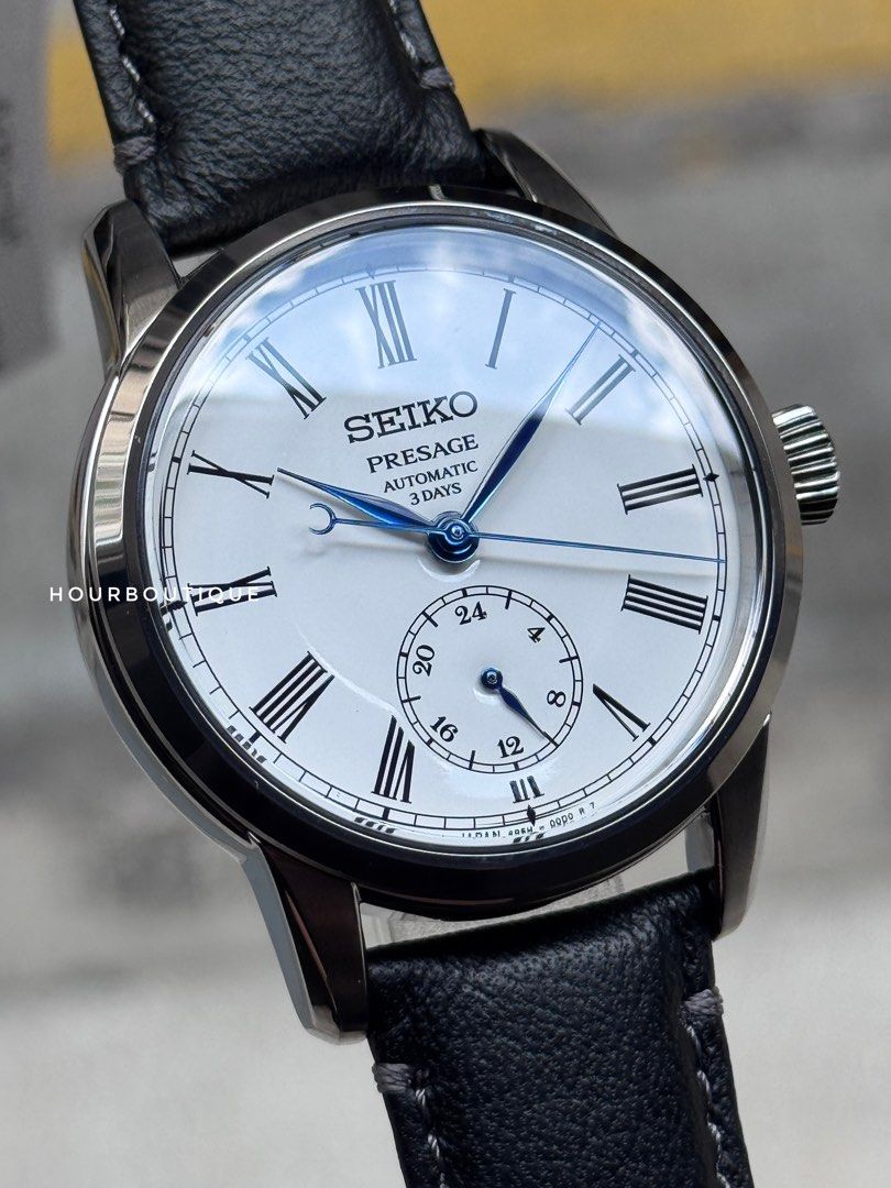 Brand New Seiko Presage Enamel White Dial Automatic Mens Dress Watch SART009