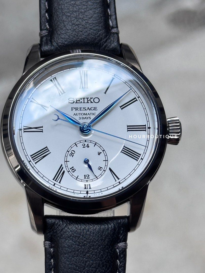 Brand New Seiko Presage Enamel White Dial Automatic Mens Dress Watch SART009