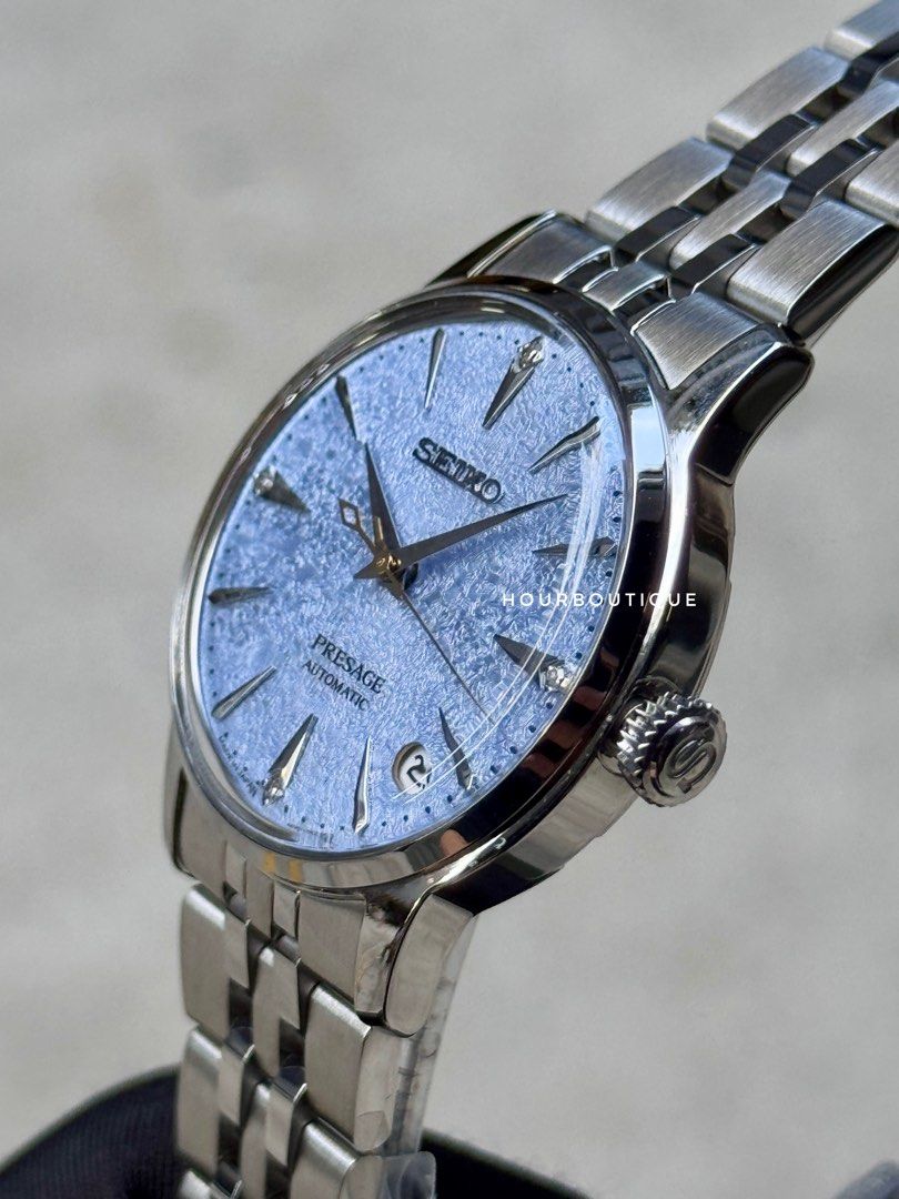 Brand New Seiko Presage Frost Blue Dial with 4 Point Diamonds Automatic Watch SRPK61J1