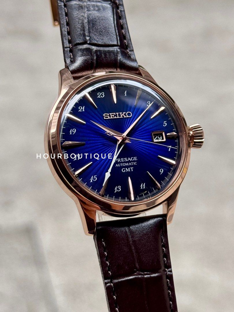 Brand New Seiko Presage GMT Automatic Purple Dial Watch HCB005J1