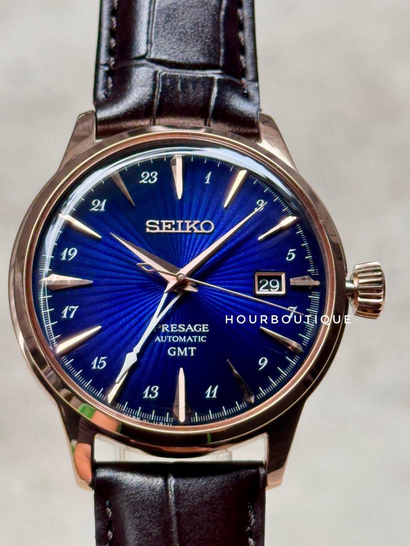Brand New Seiko Presage GMT Automatic Purple Dial Watch HCB005J1