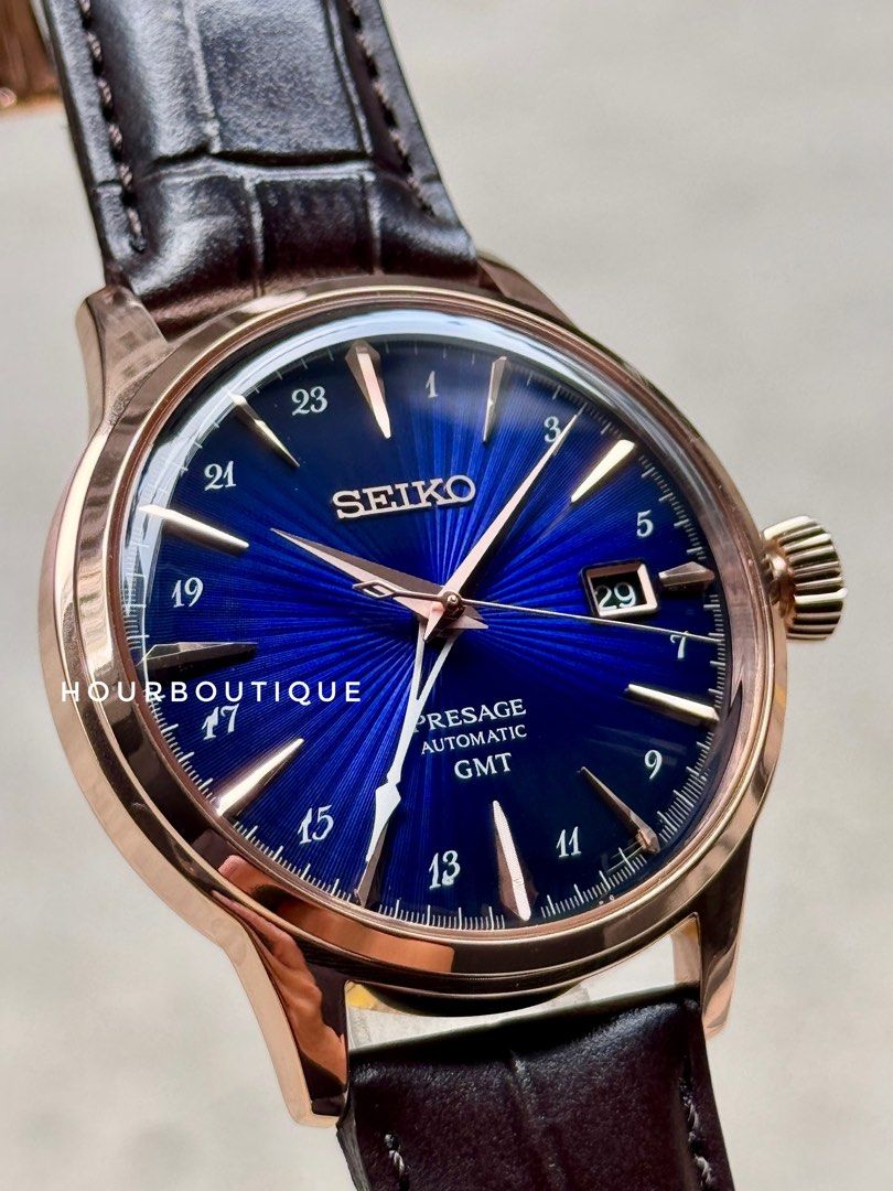 Brand New Seiko Presage GMT Automatic Purple Dial Watch HCB005J1