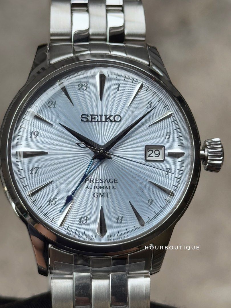 Brand New Seiko Presage GMT Sky Blue Dial Automatic Watch SSK037J1