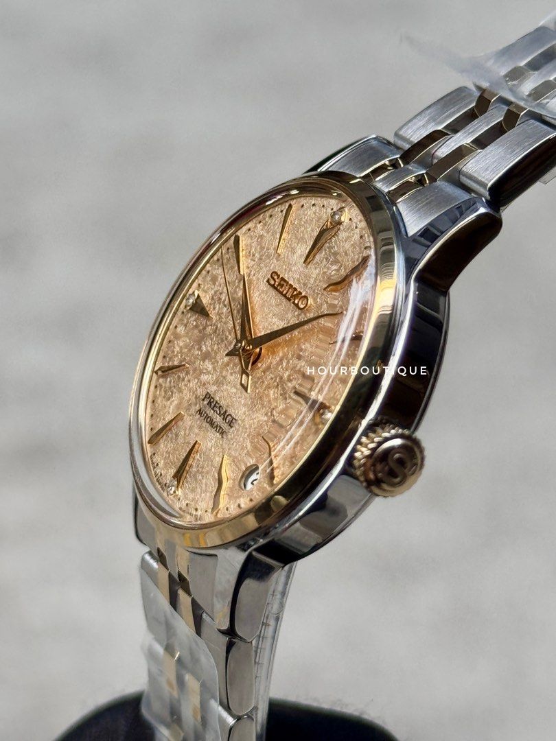 Brand New Seiko Presage Gold Flakes Dial with 4 point Diamond Automatic Watch SRPL64J1