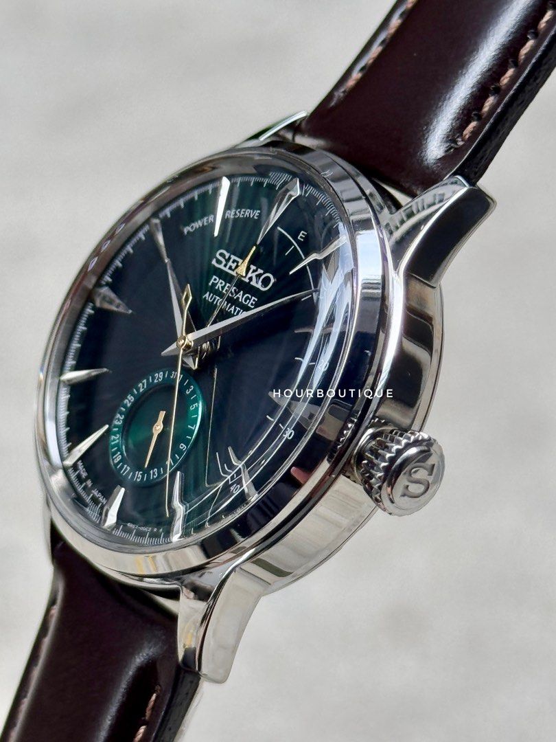 Brand New Seiko Presage Green Mocking Bird Power Reserve Gauge Automatic Watch SSA459J1