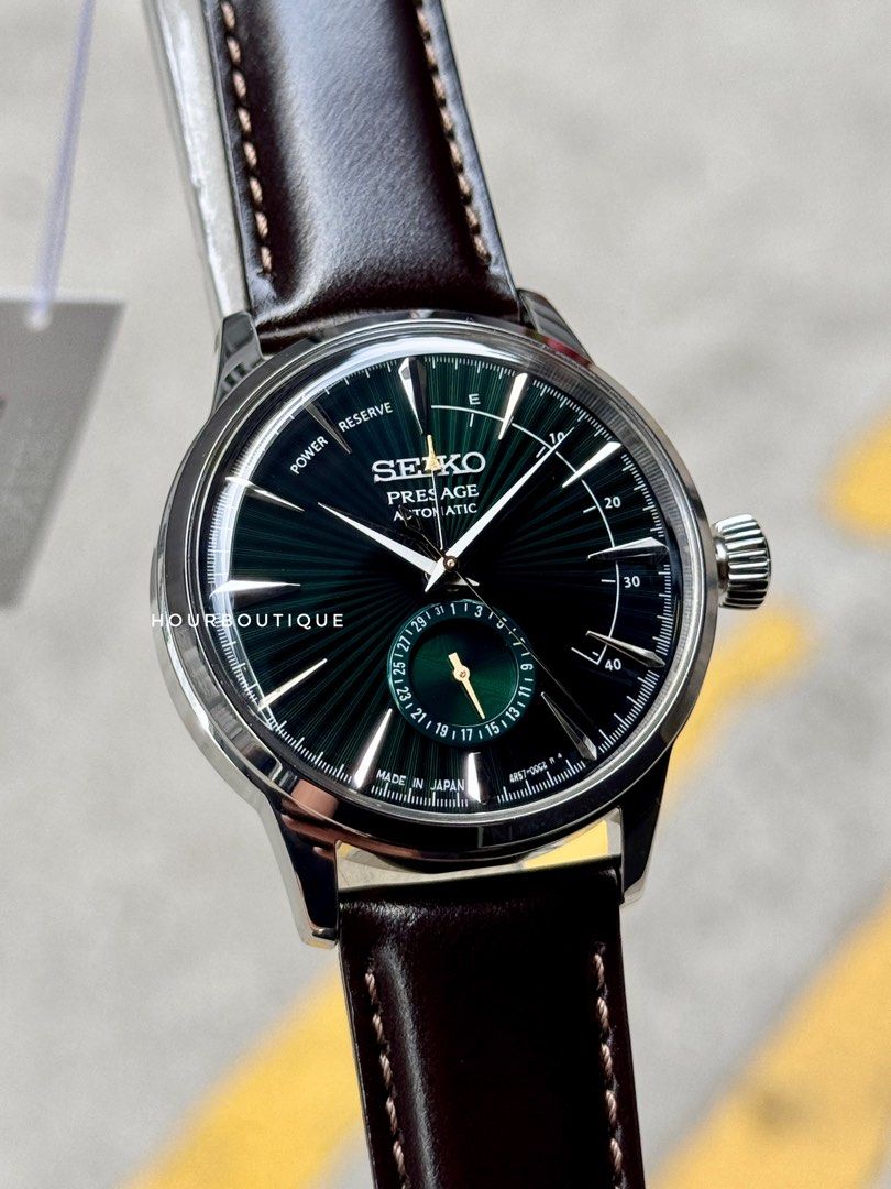 Brand New Seiko Presage Green Mocking Bird Power Reserve Gauge Automatic Watch SSA459J1