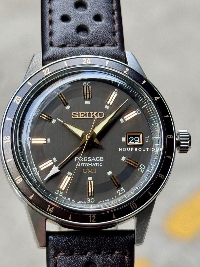 Brand New Seiko Presage Grey Dial Automatic GMT Watch SSK013J1