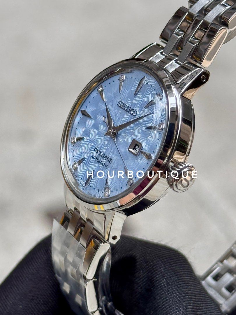 Brand New Seiko Presage Sky Blue Dial with 8 Point Diamonds Automatic Watch SRE007J1