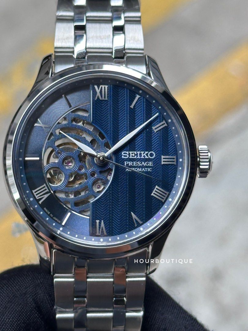 Brand New Seiko Presage Japanese Garden Blue Dial Automatic Skeleton Watch SARY253