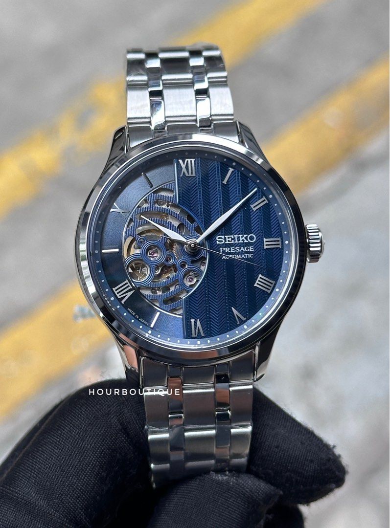Brand New Seiko Presage Japanese Garden Blue Dial Automatic Skeleton Watch SARY253