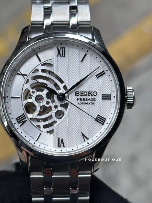 Brand New Seiko Presage Japanese Garden White Dial Automatic Skeleton Watch SARY251