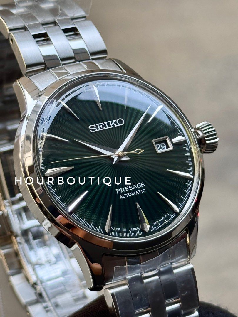 Brand New Seiko Presage Mocking Bird Green Dial Automatic Watch SRPE15J1