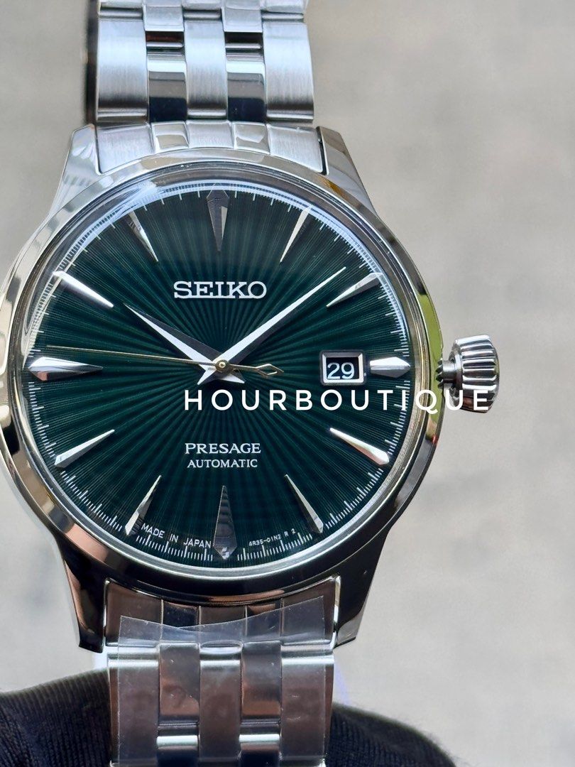 Brand New Seiko Presage Mocking Bird Green Dial Automatic Watch SRPE15J1