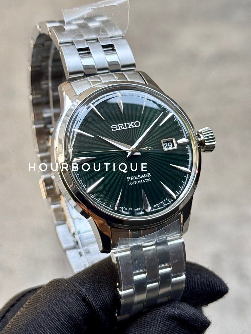 Brand New Seiko Presage Mocking Bird Green Dial Automatic Watch SRPE15J1