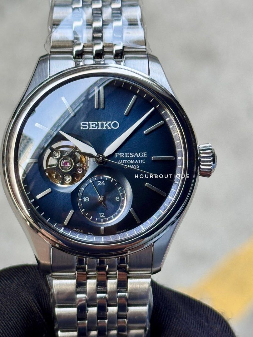 Brand New Seiko Presage Open Heart Dark Blue Dial Automatic Watch SARJ011