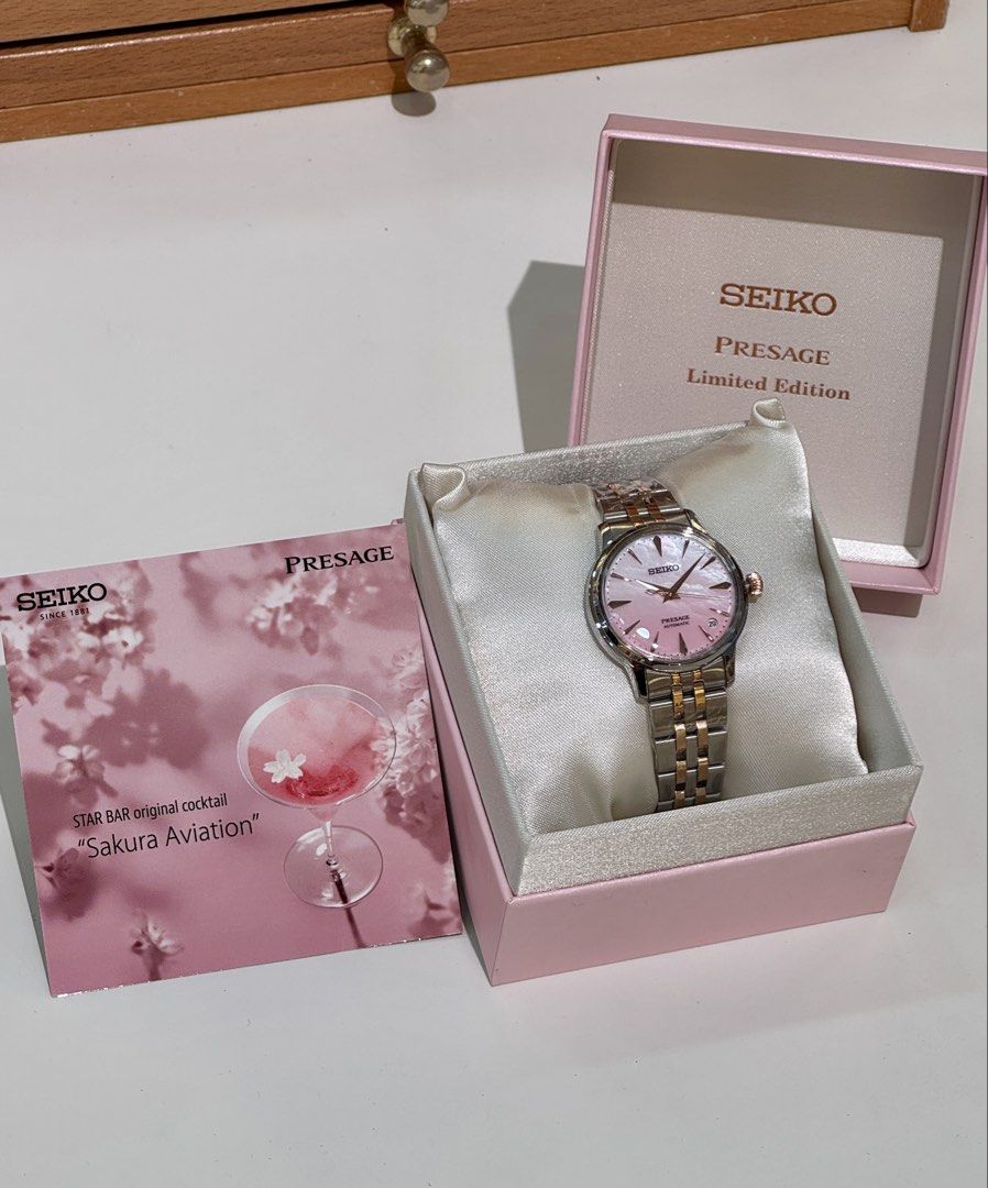 Brand New Seiko Presage Pink Sakura Cocktail Time Automatic Watch SRPM06J1