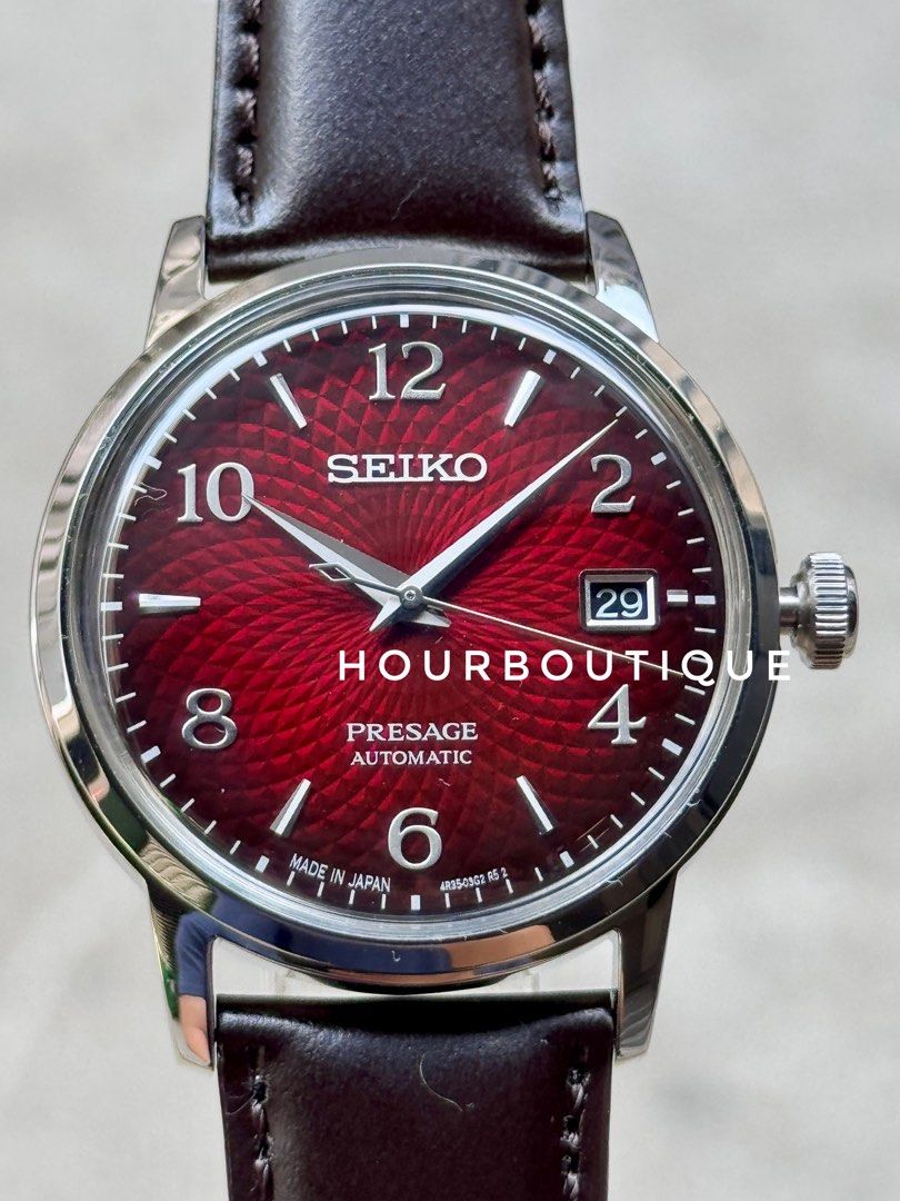 Brand New Seiko Presage Red Cocktail Time Automatic Watch SRPE41J1