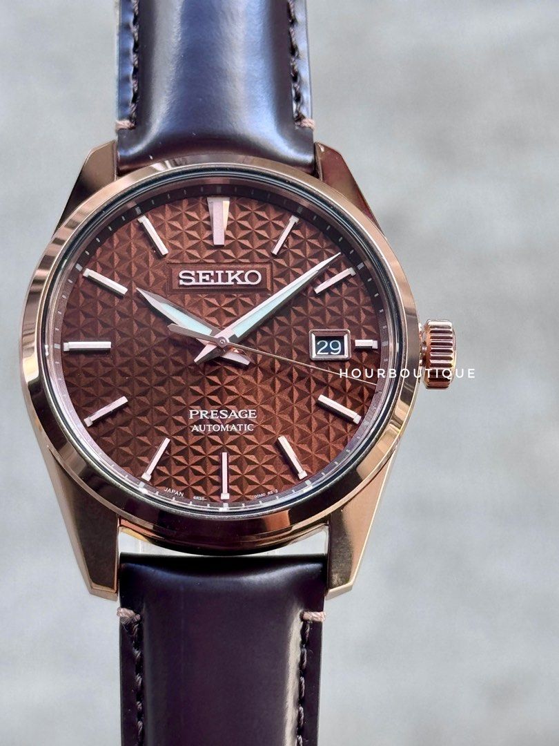 Brand New Seiko Presage Rose Gold Case Sharp Edged Mens Dress Watch SPB170J1