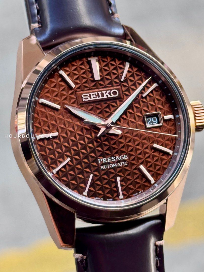 Brand New Seiko Presage Rose Gold Case Sharp Edged Mens Dress Watch SPB170J1