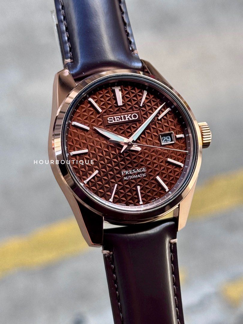 Brand New Seiko Presage Rose Gold Case Sharp Edged Mens Dress Watch SPB170J1