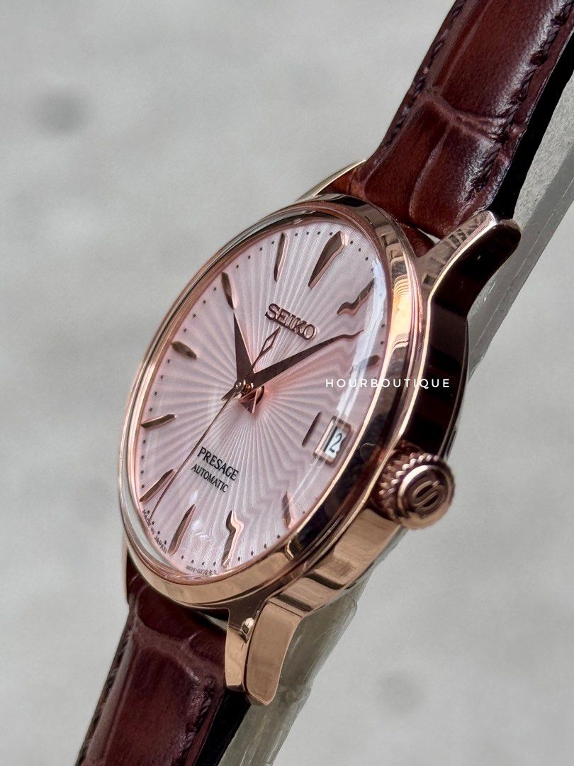 Brand New Seiko Presage Rose Gold Case, Pastel Pink Dial Automatic Watch SRP852J1