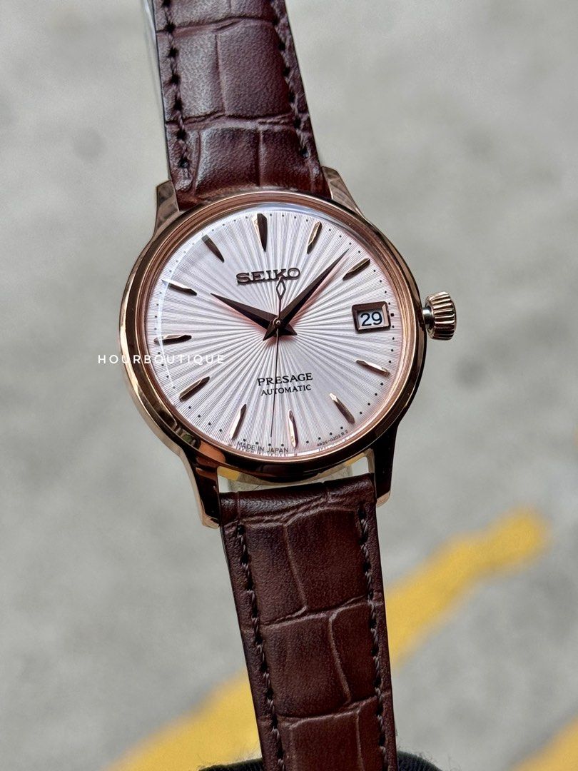 Brand New Seiko Presage Rose Gold Case, Pastel Pink Dial Automatic Watch SRP852J1
