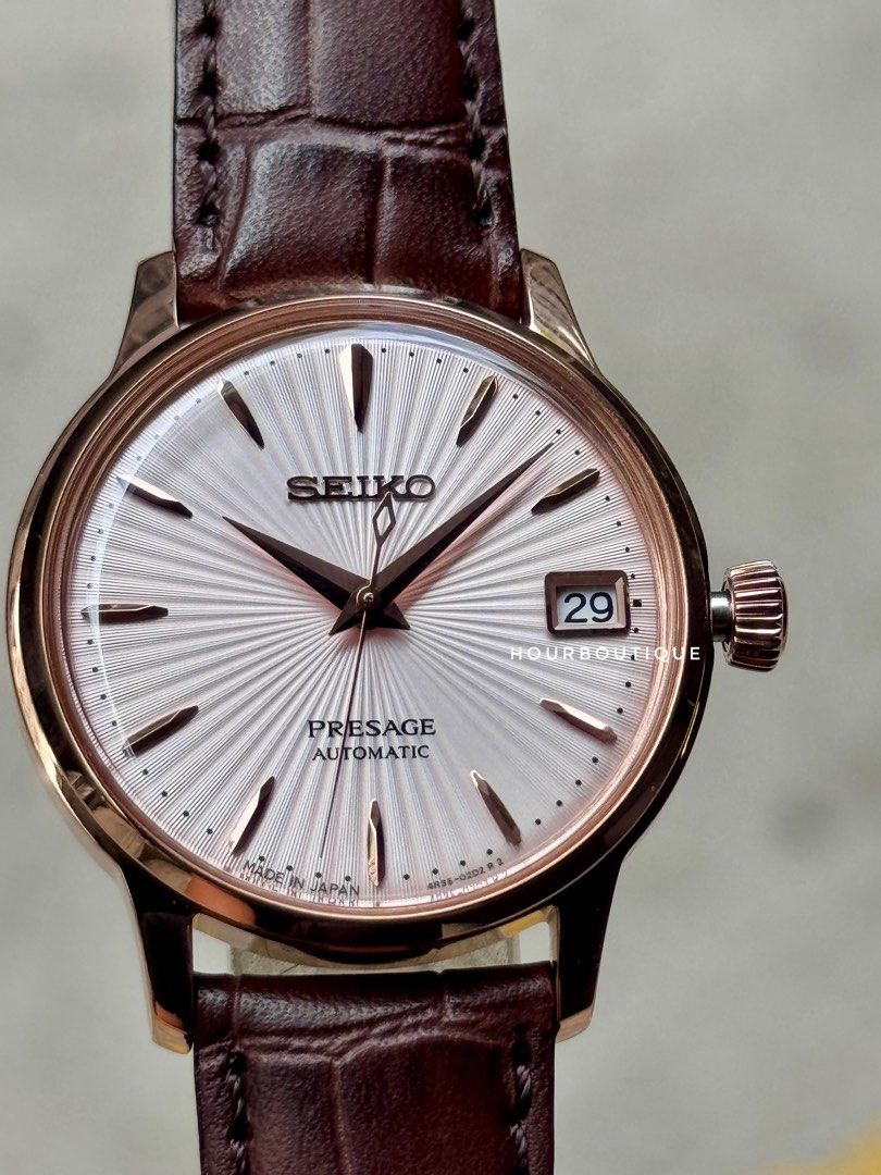 Brand New Seiko Presage Rose Gold Case, Pastel Pink Dial Automatic Watch SRP852J1