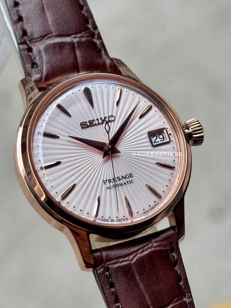 Brand New Seiko Presage Rose Gold Case, Pastel Pink Dial Automatic Watch SRP852J1