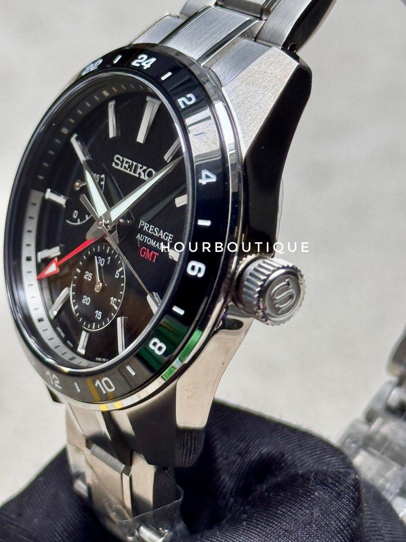 Brand New Seiko Presage Sharp Edge Automatic GMT Travel Watch SPB221J1