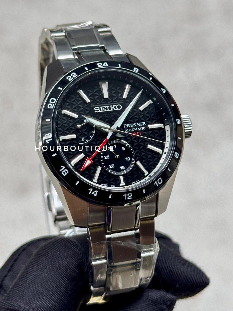 Brand New Seiko Presage Sharp Edge Automatic GMT Travel Watch SPB221J1