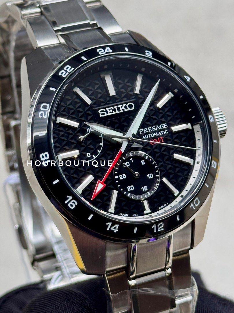 Brand New Seiko Presage Sharp Edge Automatic GMT Travel Watch SPB221J1