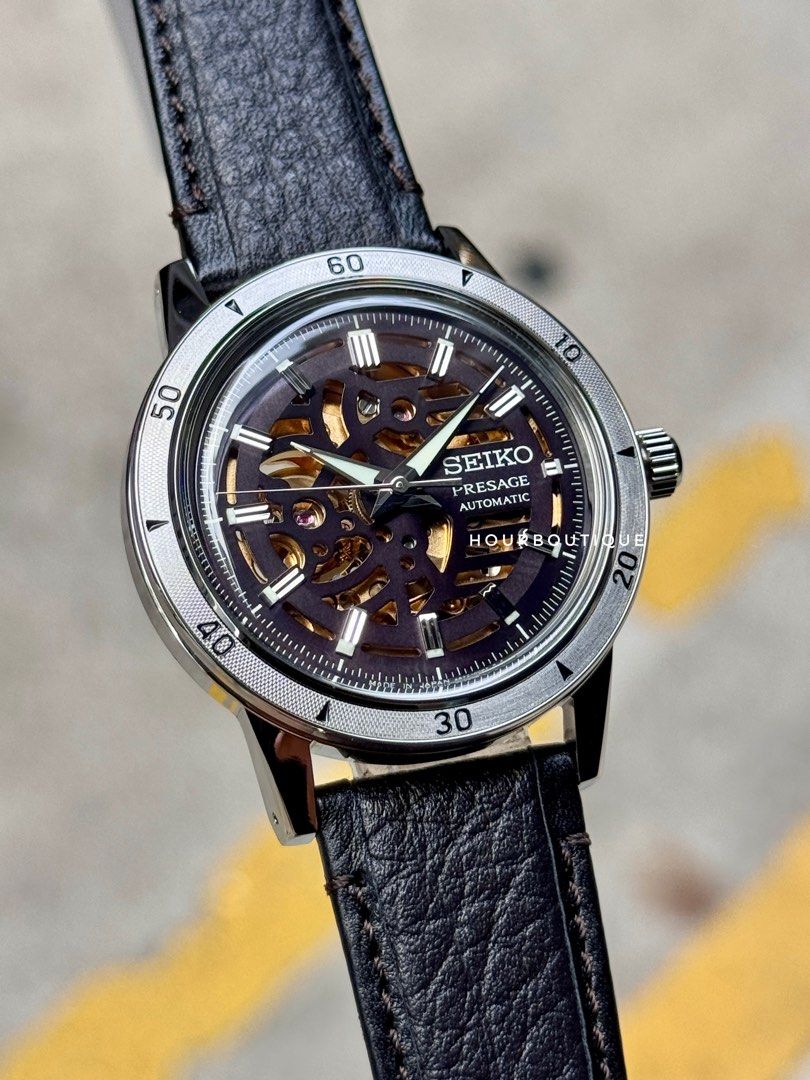 Brand New Seiko Presage Skeleton Black Gold Dial Automatic Watch SSA461J1