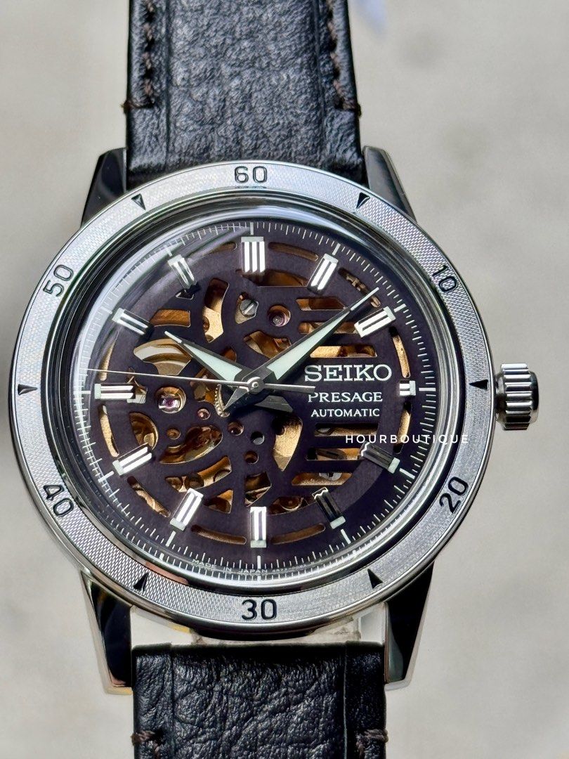 Brand New Seiko Presage Skeleton Black Gold Dial Automatic Watch SSA461J1
